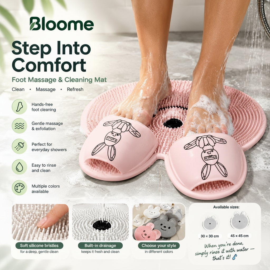 Step Into Comfort — Foot Massage & Cleaning Mat with Massage Slippers